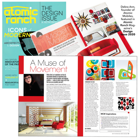 Debra Ann of Atomic Mobiles is featured in Atomic Ranch Magazine's Modern Makers in the 2020 Design Issue!