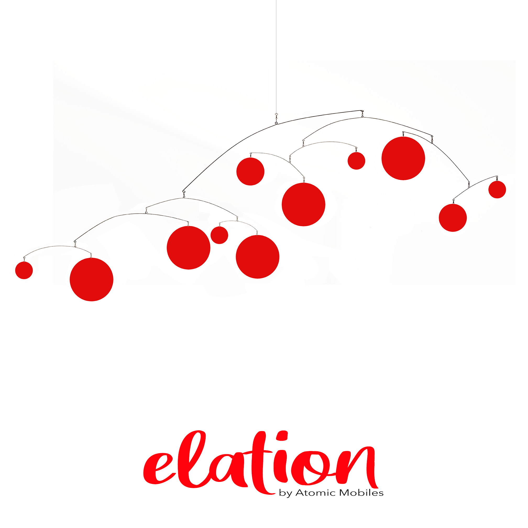 All red XL hanging art mobile 8 feet wide - ELATION - by Atomic Mobiles