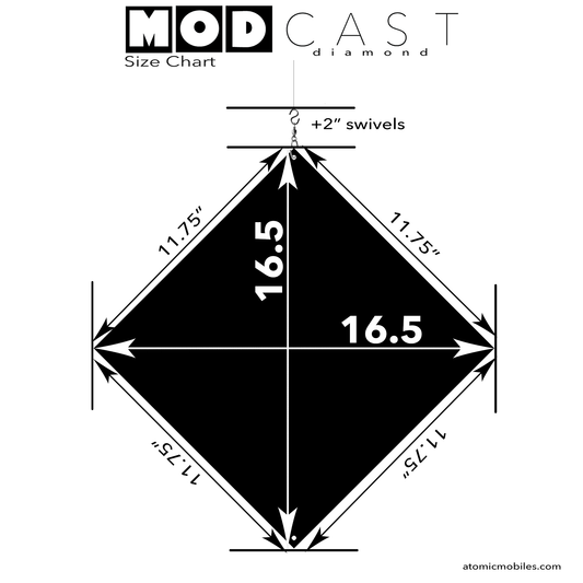 MODCAST Diamond shaped panels measurements diagram by AtomicMobiles.com