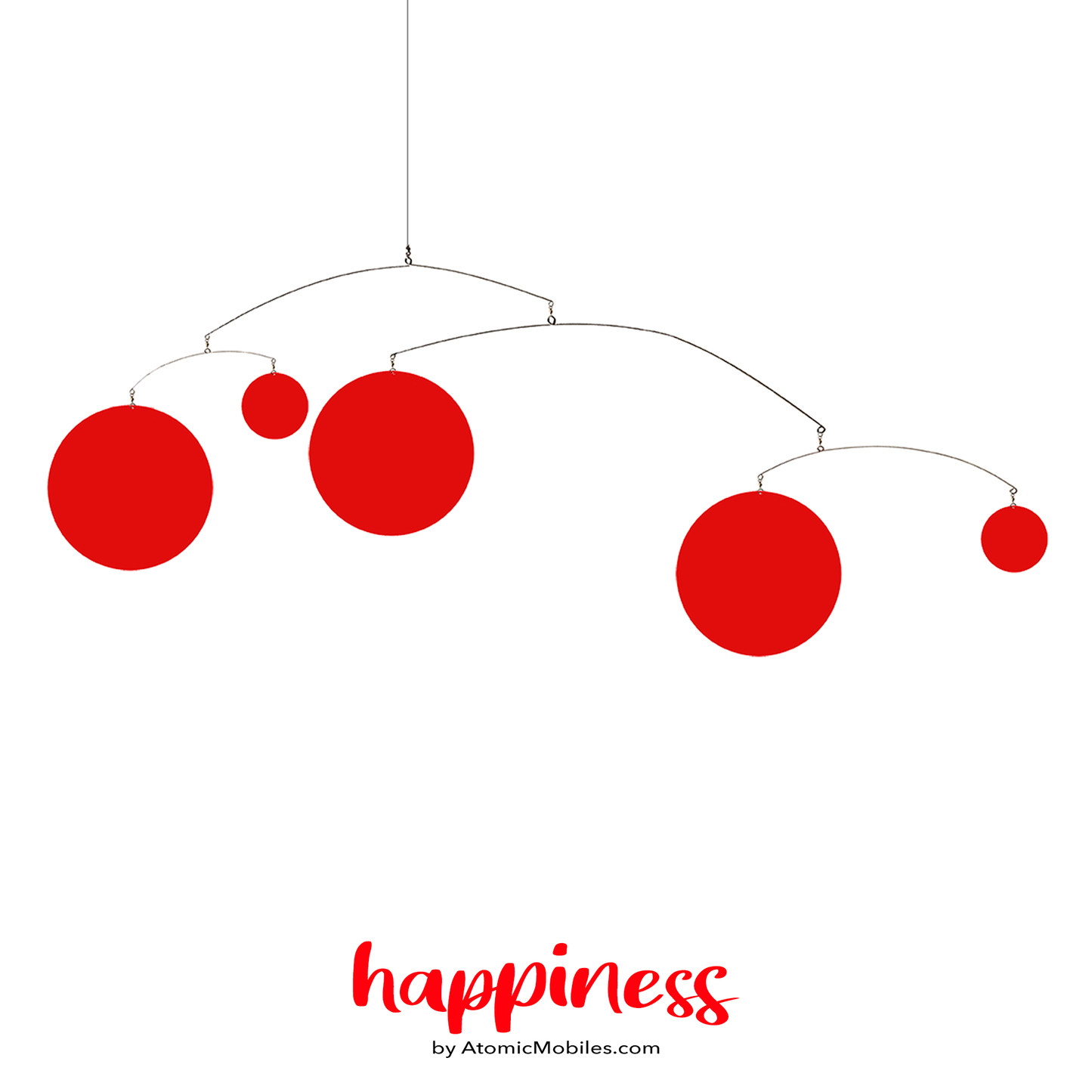 Red Happiness Kinetic Hanging Art Mobile by AtomicMoibles.com