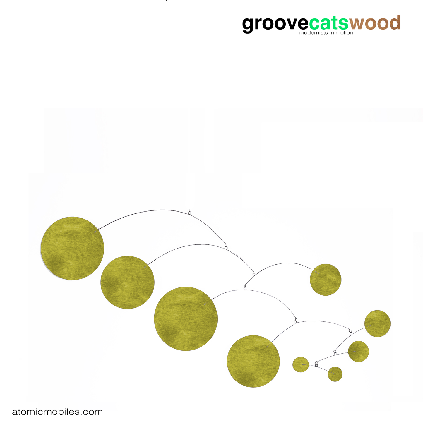 MOD mobile in Kiwi Green Sustainable wood made in Los Angeles to order by AtomicMobiles.com