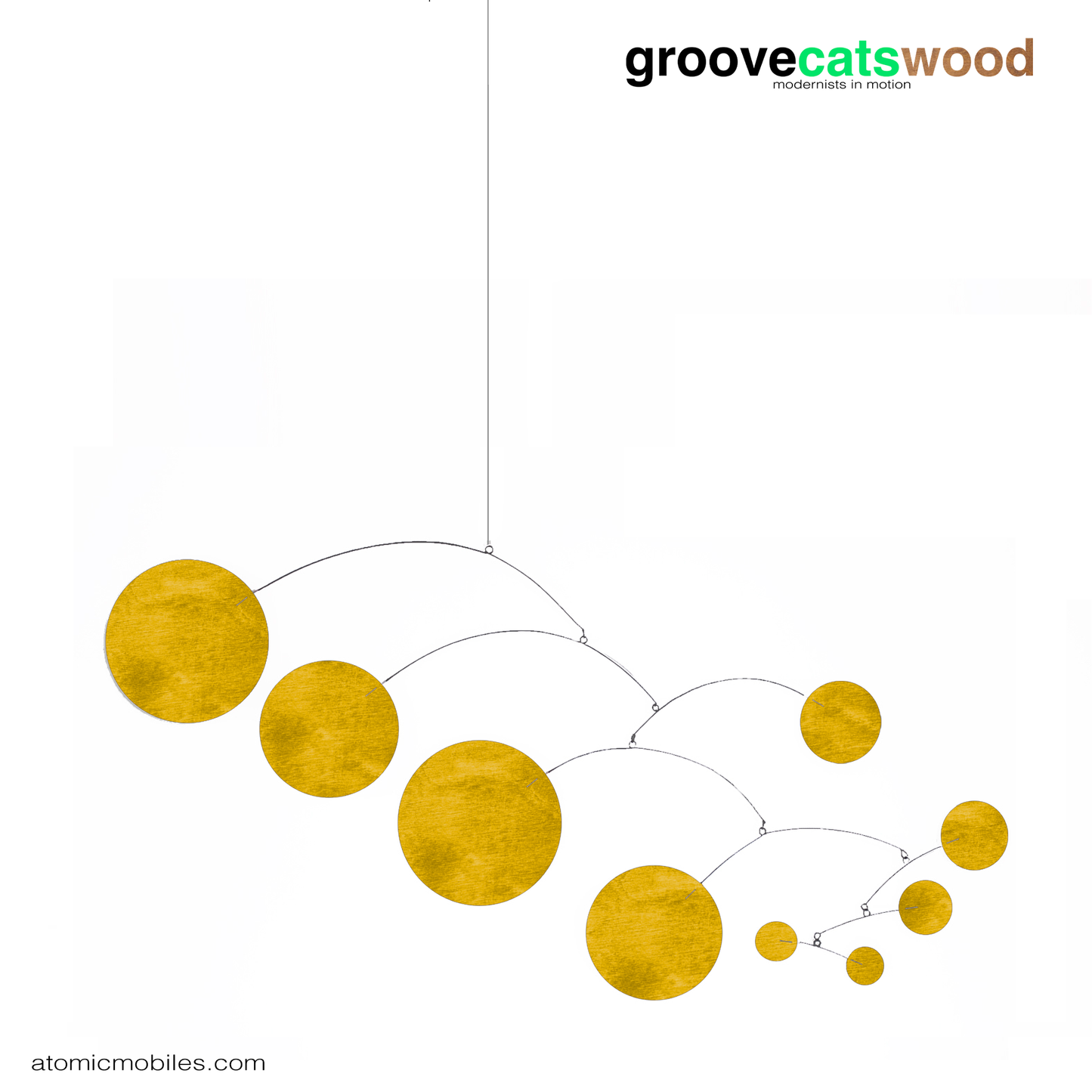 MOD mobile in Lemon Yellow Sustainable wood made in Los Angeles to order by AtomicMobiles.com