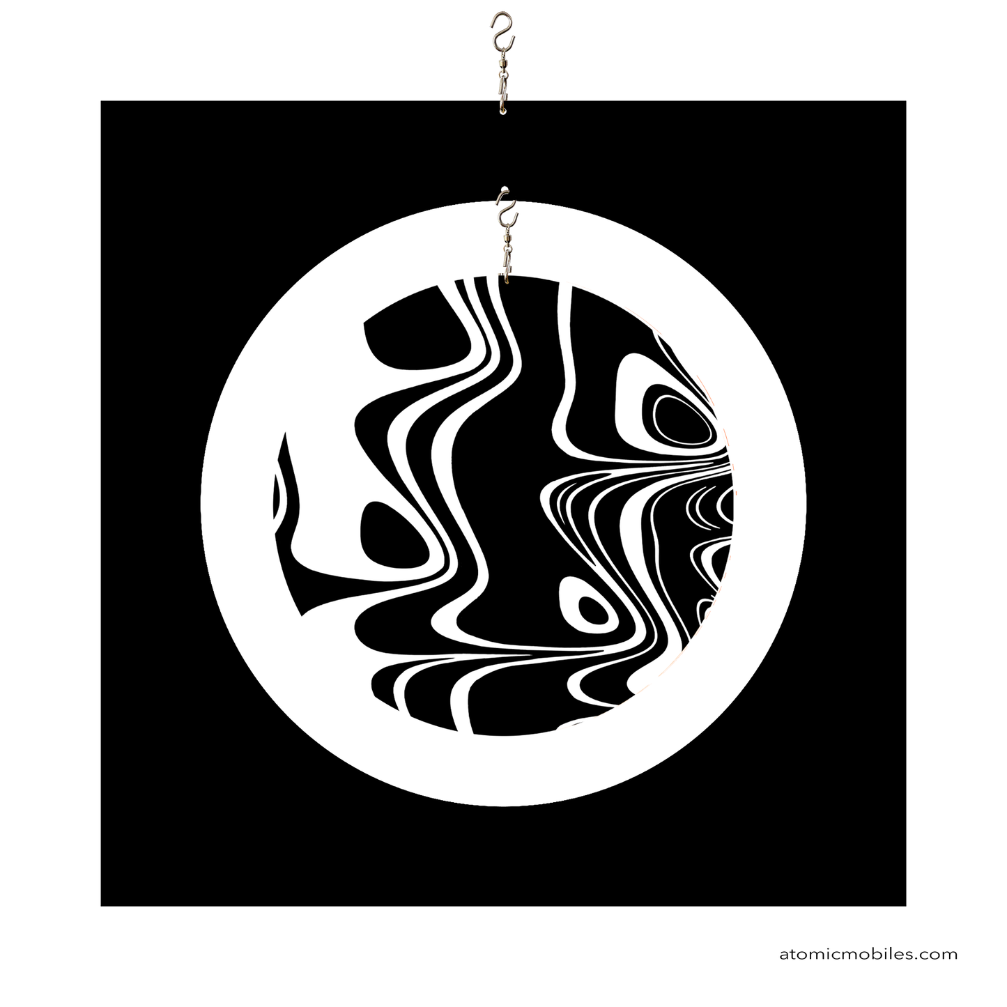 Groovy MONOTRONIC 3D Retro Black and White acrylic plexiglass kinetic hanging art in 1970s style by AtomicMobiles.com