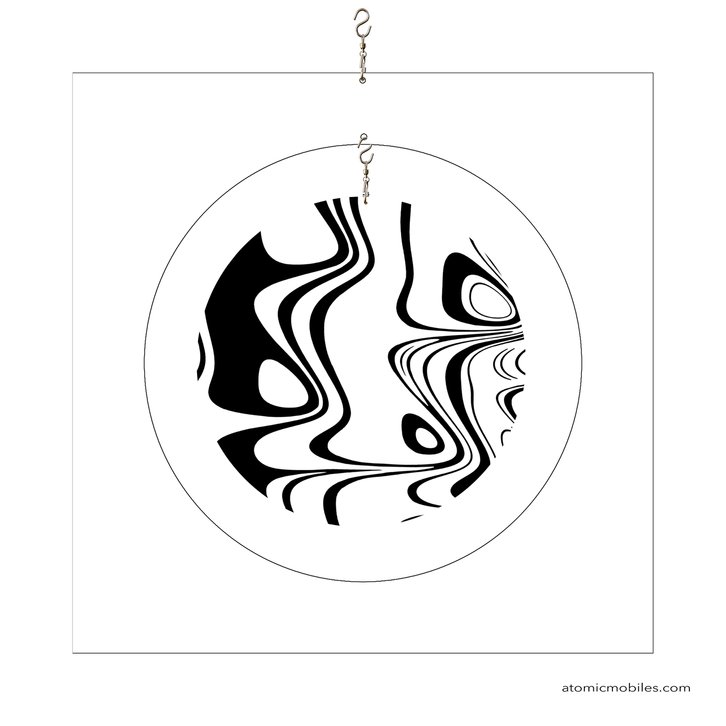 Groovy MONOTRONIC 3D Retro White and Black acrylic plexiglass kinetic hanging art in 1970s style by AtomicMobiles.com