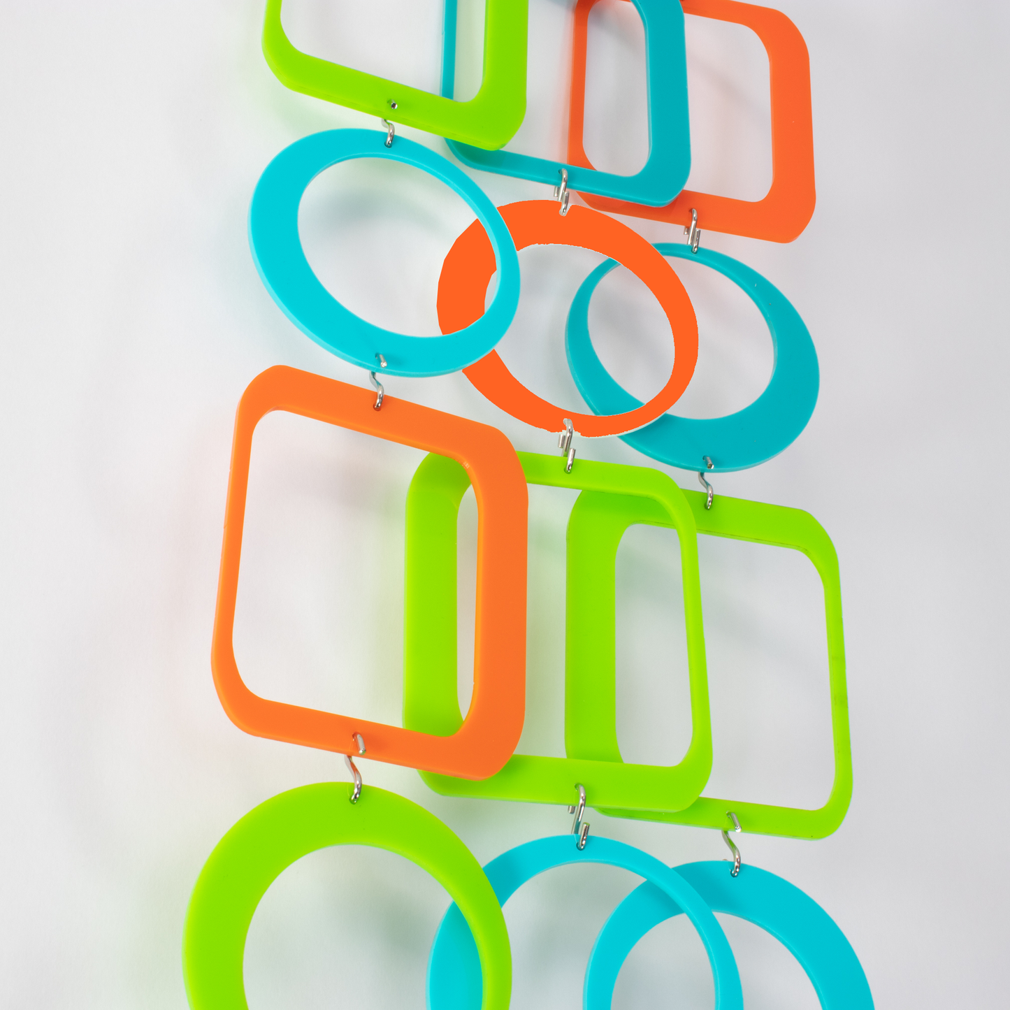 Another view of Palm Springs DIY Mobile Kit in Orange, Aqua Blue, and Lime Green to make mobiles, curtains, room dividers and more - by AtomicMobiles.com