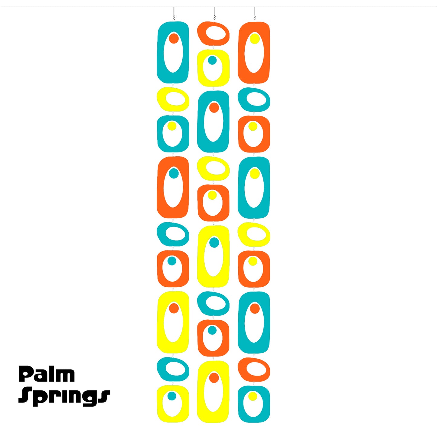 Beatnik Party in Palm Springs Colors Aqua Blue, Orange, Yellow Atomic Room Divider Screen Kit in mid century modern style by AtomicMobiles.com