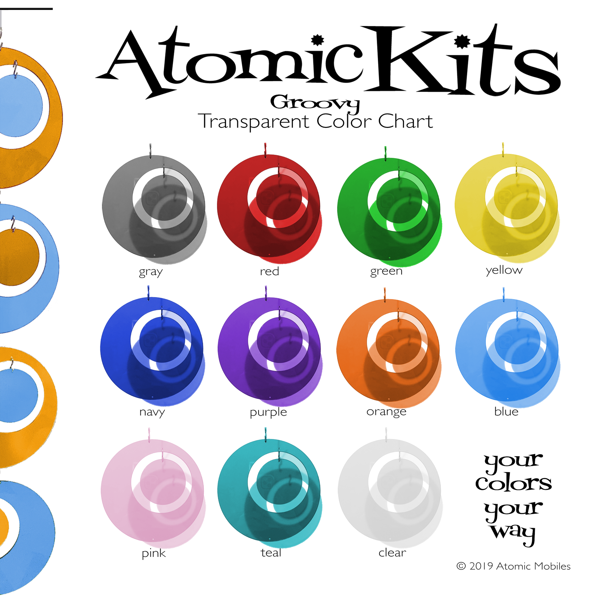 Groovy Atomic Kit Beautiful Clear Color Parts by AtomicMobiles.com