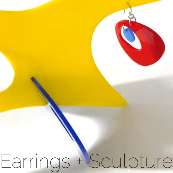 Googie Earrings + Stabile Art Sculpture - kinetic art in animated gif by AtomicMobiles.com