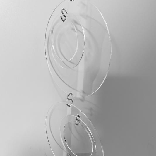 Side view of Groovy DIY KIT for mobiles, room dividers, and curtains  in Clear Lucite Acrylic by AtomicMobiles.com