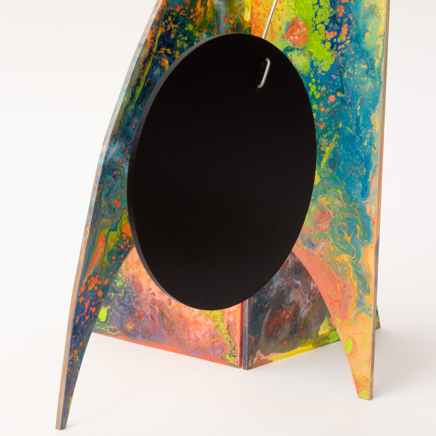 Colorful abstract kinetic art stabile - hand painted one of a kind - modern sculpture by AtomicMobiles.com