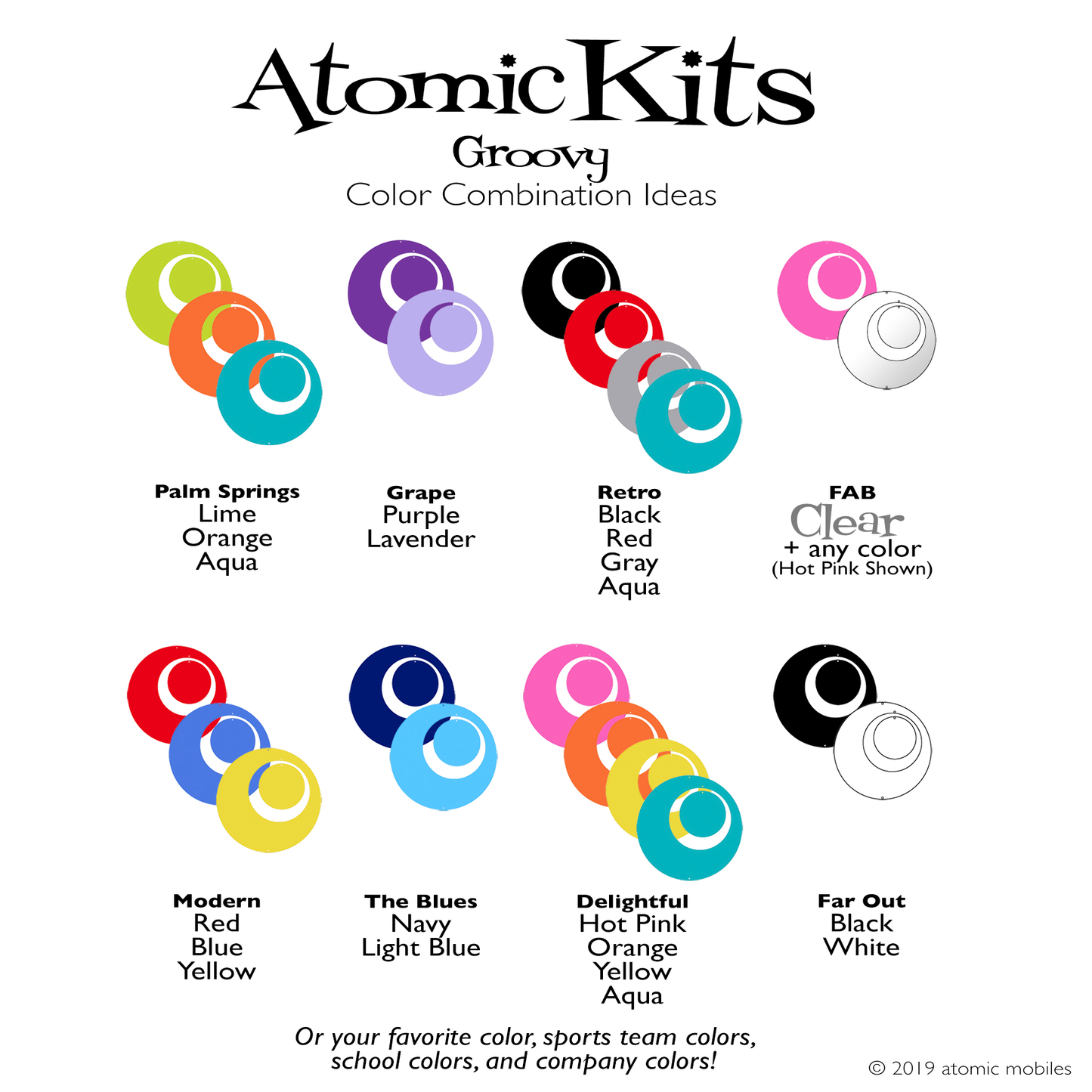 Groovy Color Combination Ideas for Atomic Kits by AtomicMobiles.com
