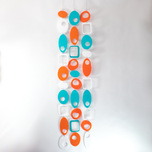 Palm Springs Colors of Orange, Aqua, and White - DIY Kit to make room divider, window treatment, wall art, or mobile! by AtomicMobiles.com