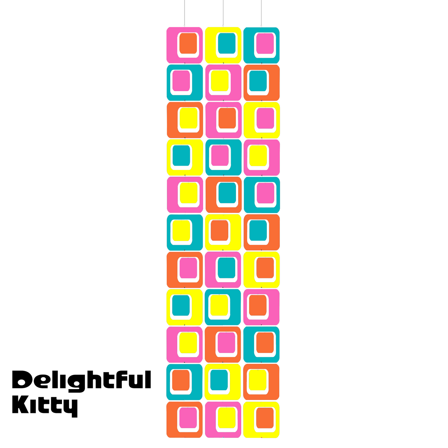 DELIGHTFUL KITTY Coolsville Atomic Room Dividing Screen Kit in Hot Pink, Lime, Aqua, and Orange by AtomicMobiles.com