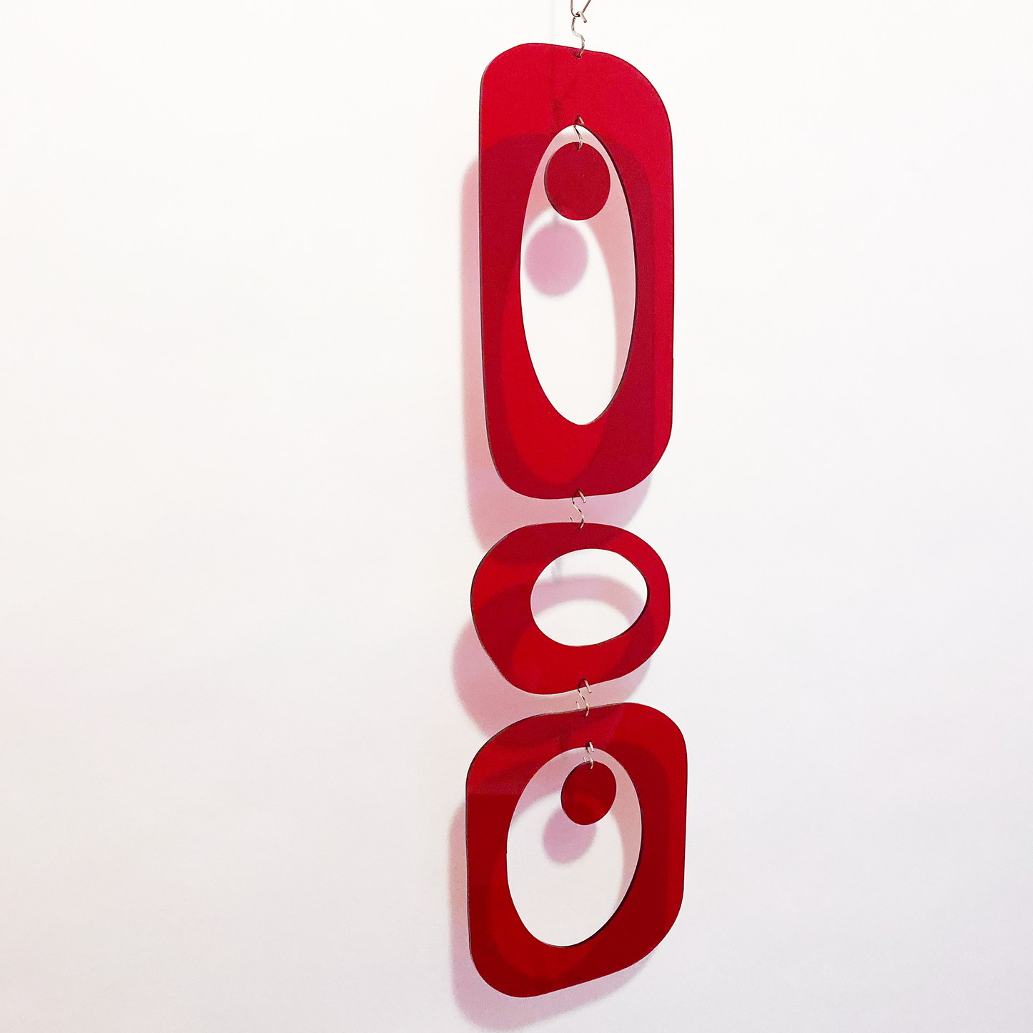 Clear plexiglass acrylic Red Beatnik Party Atomic Kits Parts for retro mid century modern room dividers, partitions, curtains, and art mobiles made in Los Angeles by AtomicMobiles.com