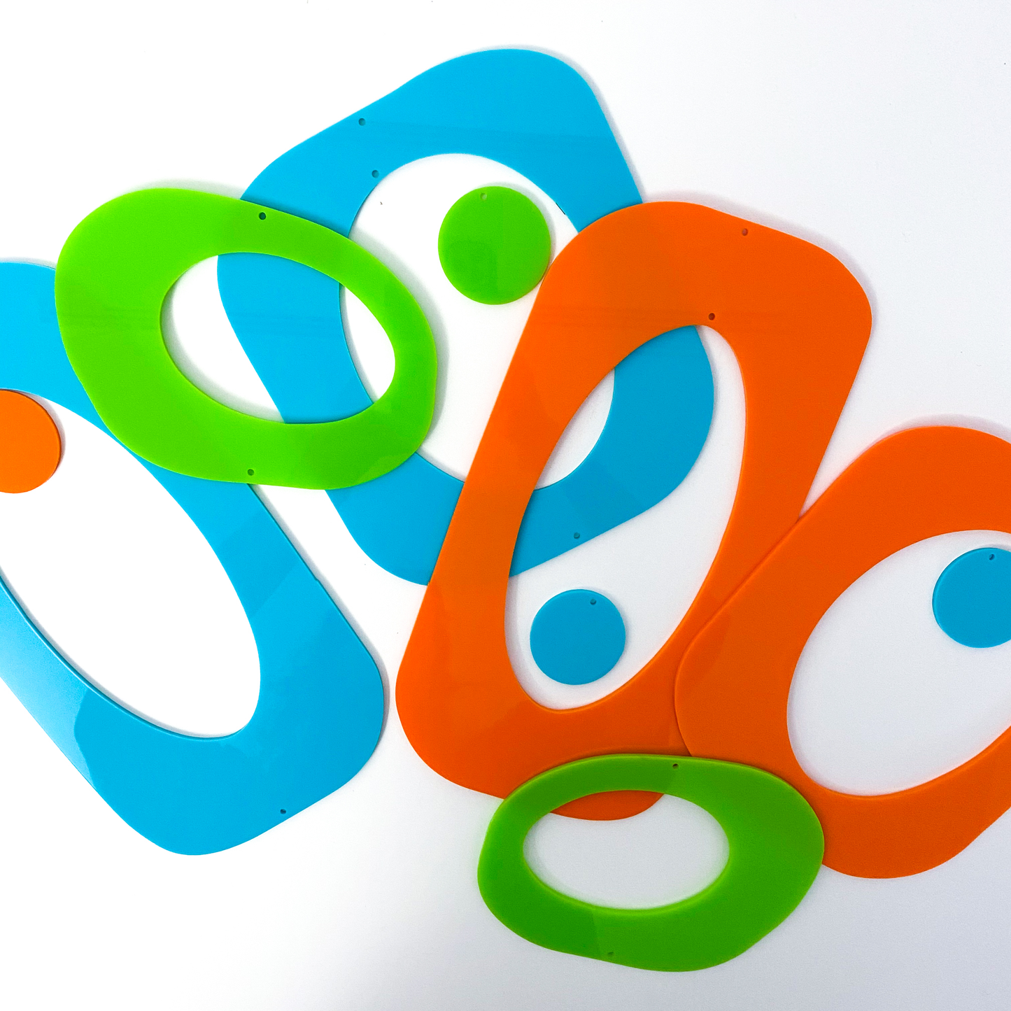 Beatnik Party Room Divider Parts Kit in Palm Springs colors of Aqua Blue, Orange, and Lime Green by AtomicMobiles.com