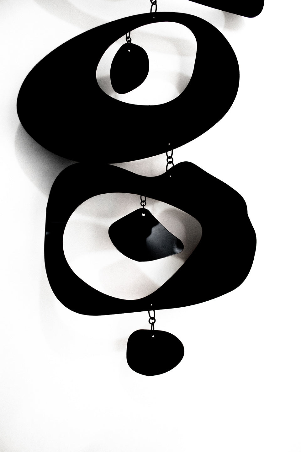 Closeup of Noir Modern Mobile - all black midcentury inspired mobile by AtomicMobiles.com