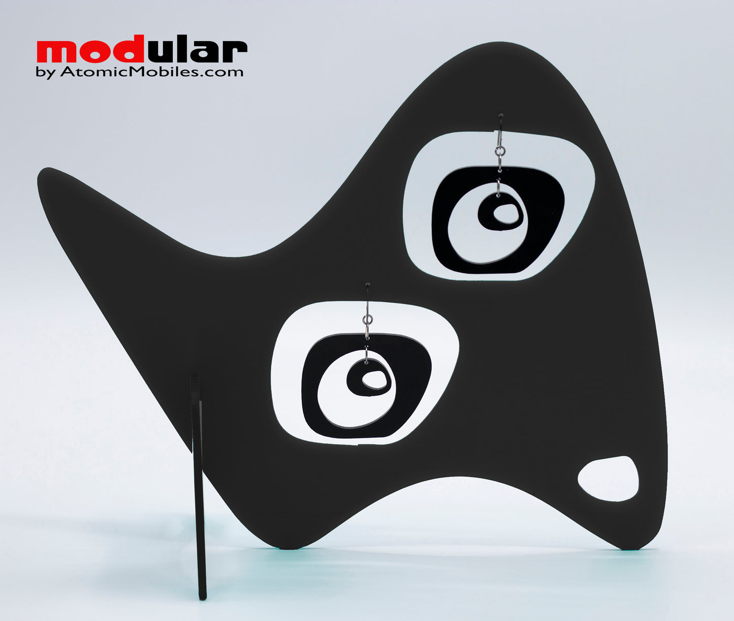 Handmade Paris retro mid century style earrings and stabile kinetic modern art sculpture in Black by AtomicMobiles.com