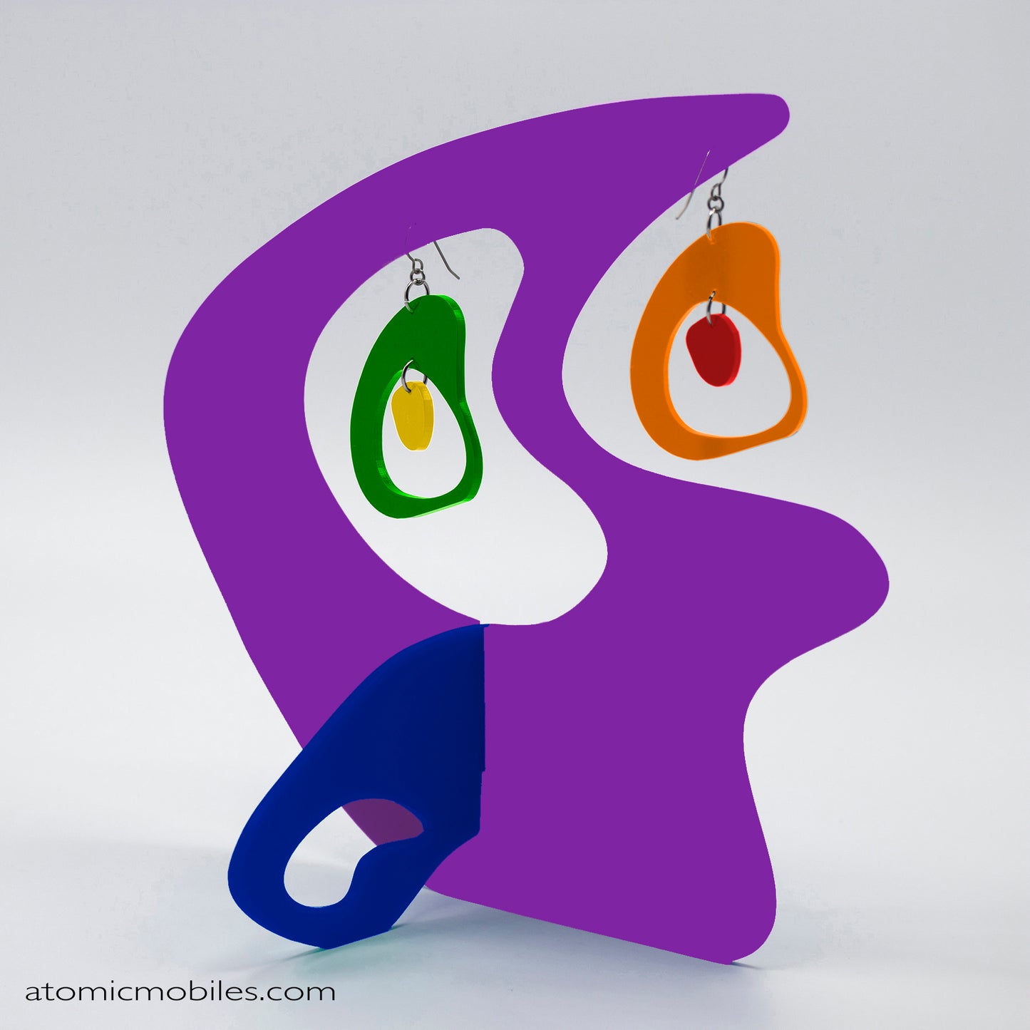 Boomerang LGBTQ+ Rainbow Pride Modern Art Sculptures + Earrings - kinetic table top mobiles by AtomicMobiles.com