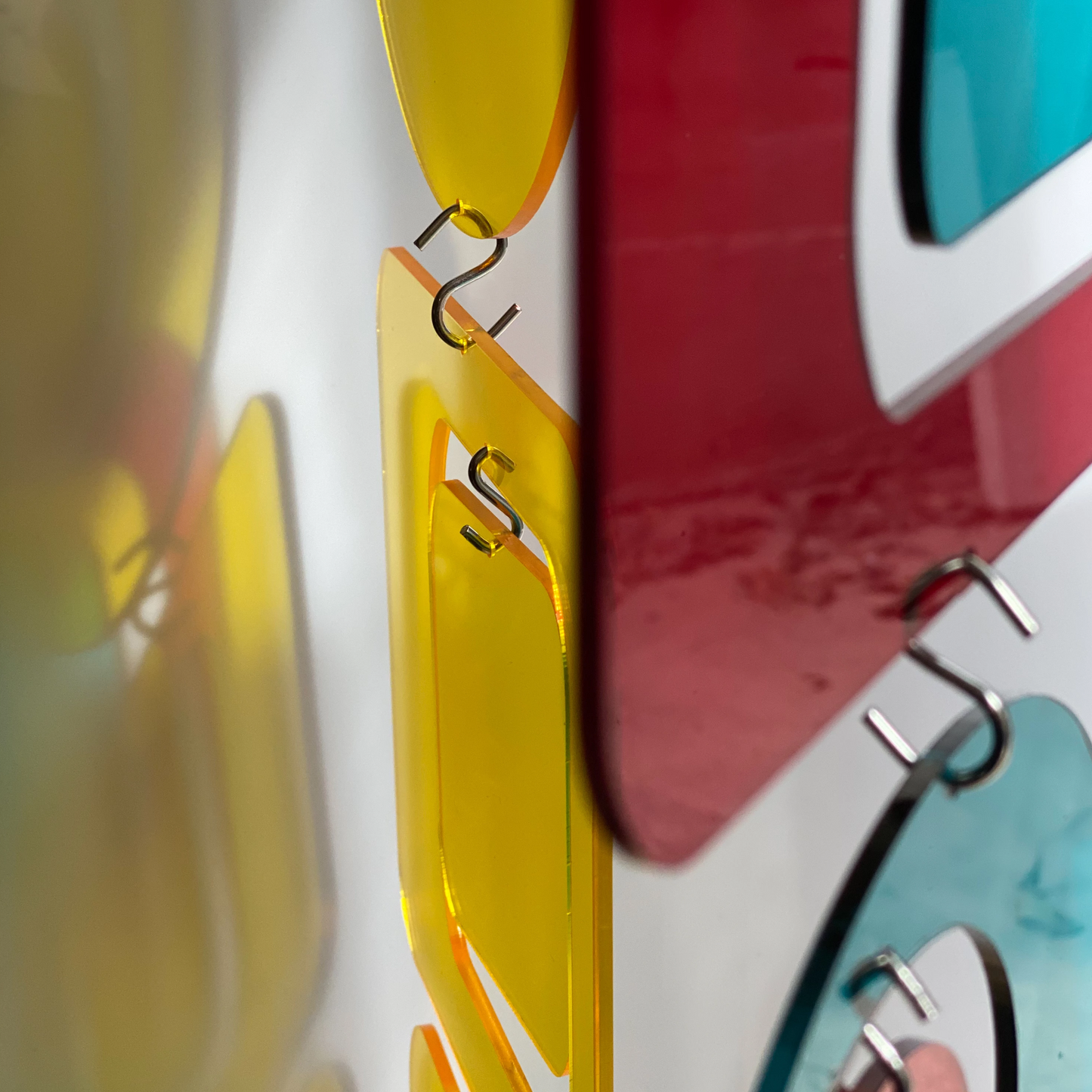 Beautiful Clear Red, Yellow, and Teal Atomic Kit Room Divider parts by AtomicMobiles.com
