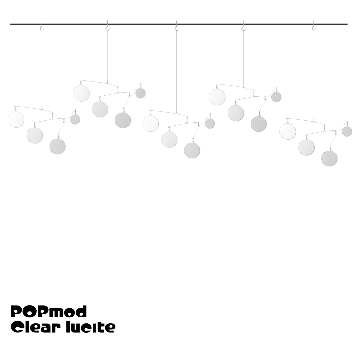 5 Clear Acrylic Plexiglass Jetsetter XL hanging art mobiles - mid century modern retro style DIY Kit Mobiles by AtomicMobiles.com