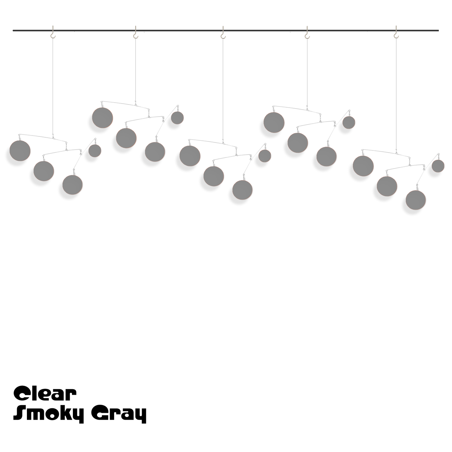 5 Clear Smoky Gray Jetsetter XL hanging art mobiles - mid century modern retro style DIY Kit Mobiles by AtomicMobiles.com