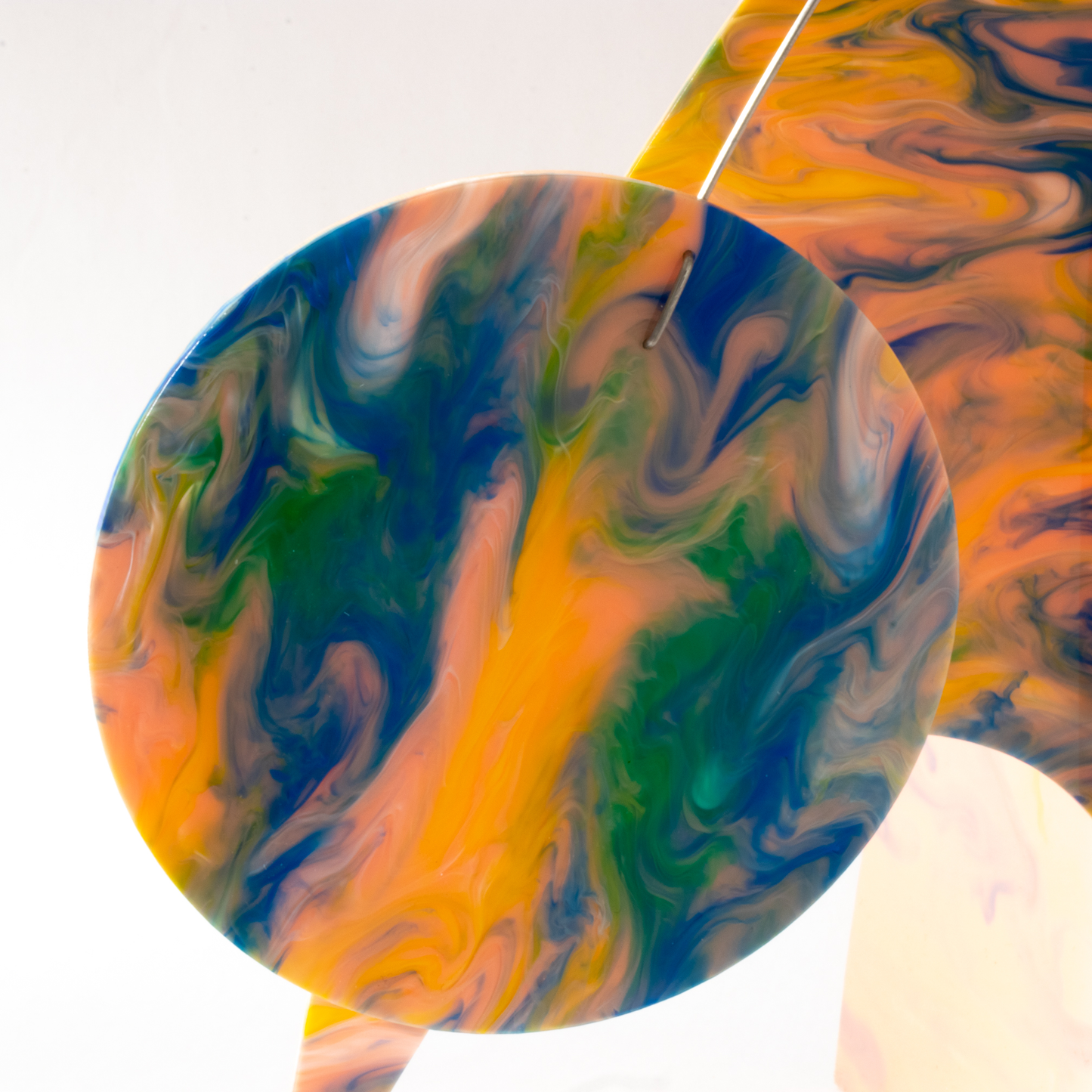 Peachy Moderne Art Stabile with beautiful swirls of green, orange, pink and green colors by AtomicMobiles.com