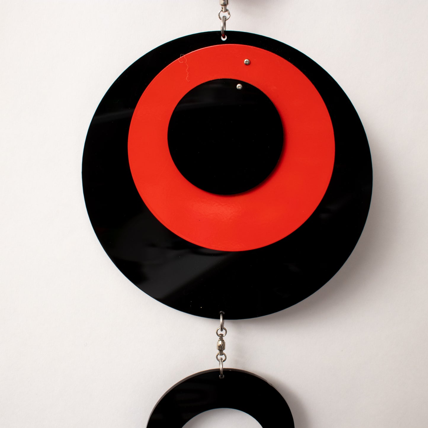 POPdots in black and red closeup - wall art mobiles by atomicmobiles.com