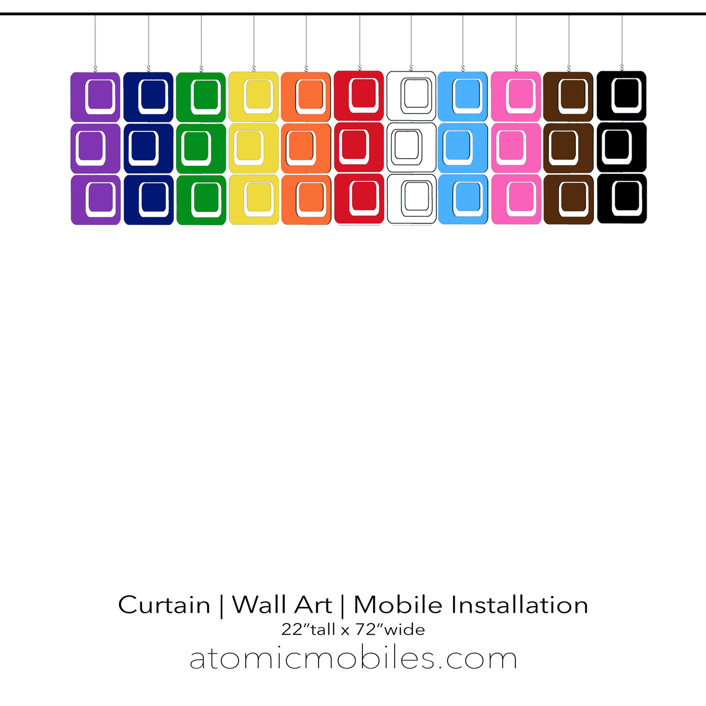 LGBTQ+ Unity Curtain, Wall Art, Mobile Installation, Room Divider 22"x72" by AtomicMobiles.com - LOVE IS LOVE