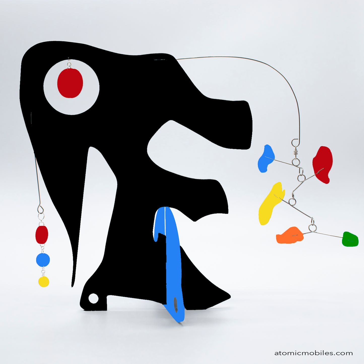 KinetiCats Collection Elephant in Black, Red, Blue, Yellow, Orange, and Green - one of 12 Modern Cute Abstract Animal Art Sculpture Kinetic Stabiles inspired by Dada and mid century modern style art by AtomicMobiles.com