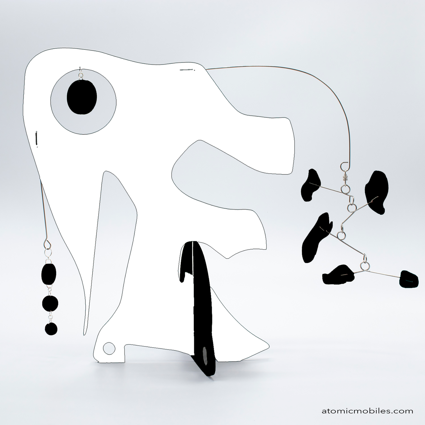 KinetiCats Collection Elephant in White and Black - one of 12 Modern Cute Abstract Animal Art Sculpture Kinetic Stabiles inspired by Dada and mid century modern style art by AtomicMobiles.com