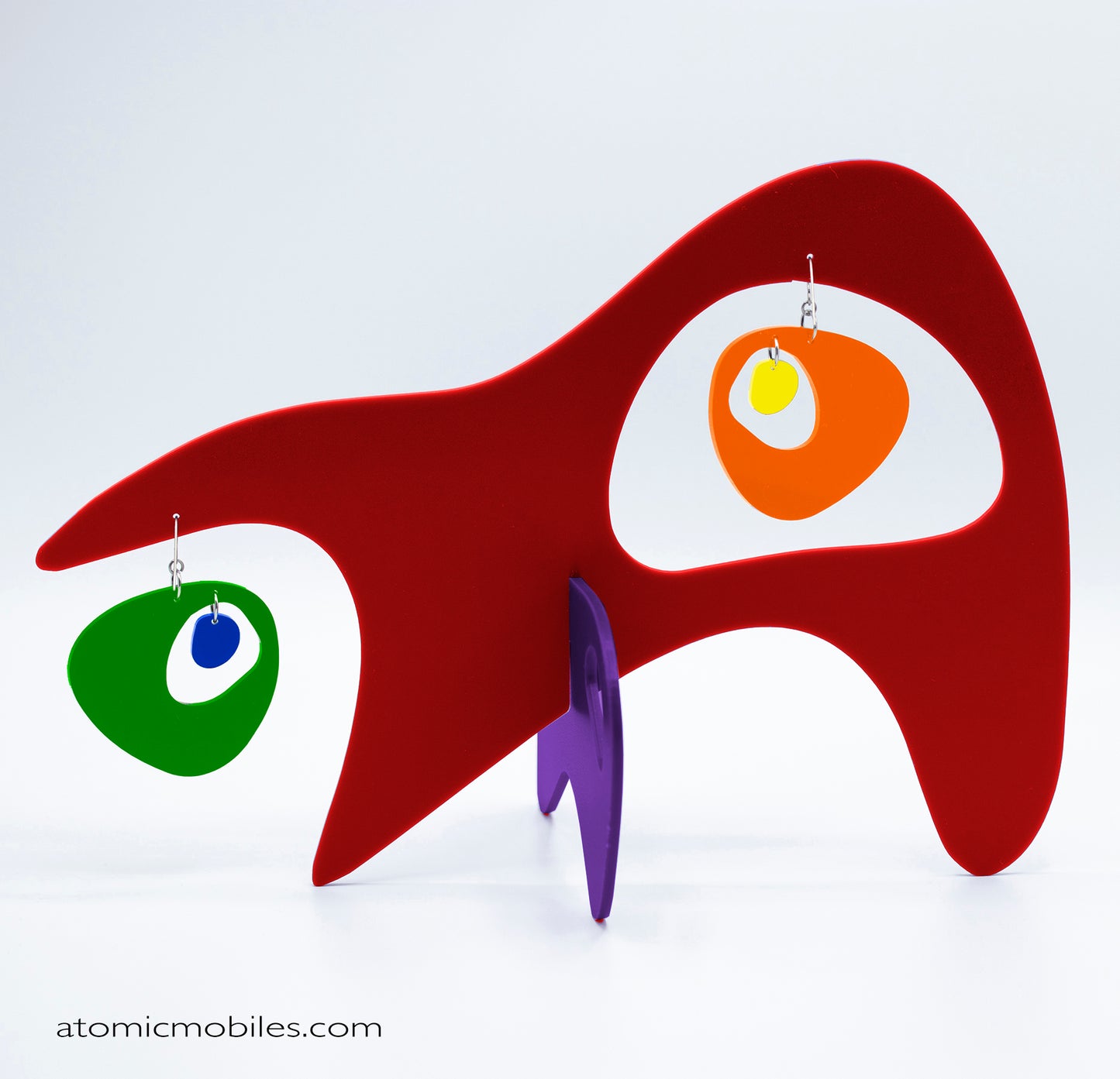 Googie Red MCM LGBTQ+ Rainbow Pride Modern Art Earrings + Sculptures - kinetic table top stabiles - mobiles by AtomicMobiles.com