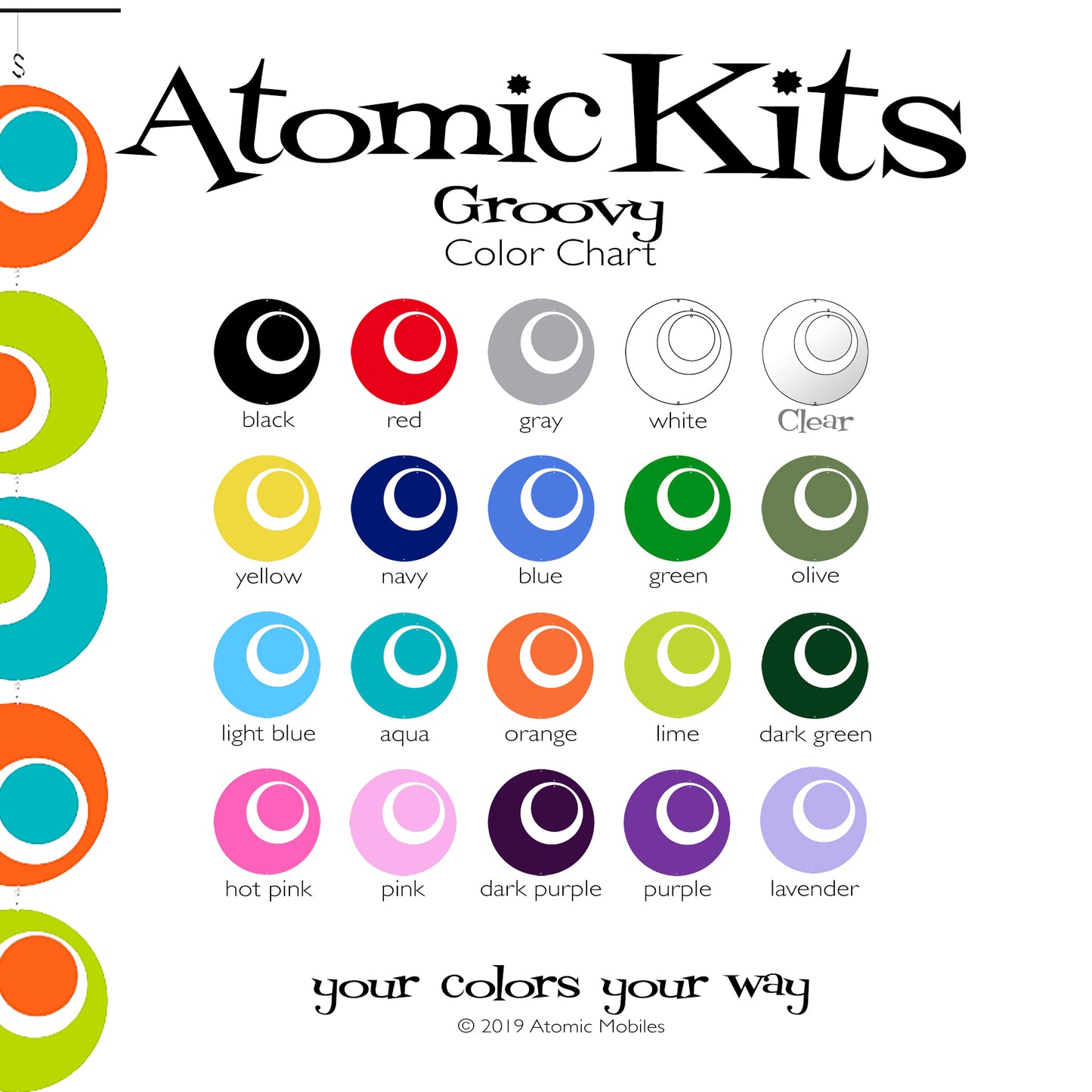 Groovy Atomic Kits Color Chart by AtomicMobiles.com