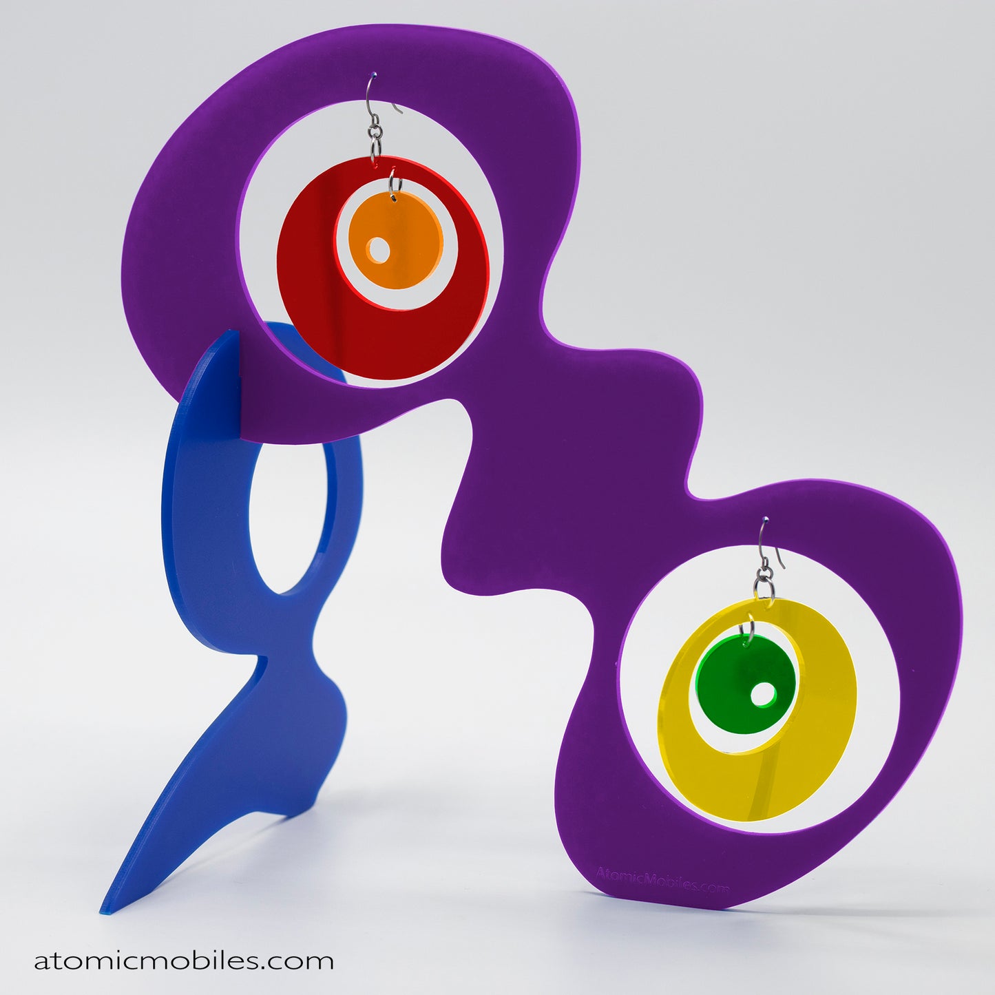 LGBTQ Rainbow Pride Groovy Tabletop Sculpture + Earrings in Purple by AtomicMobiles.com