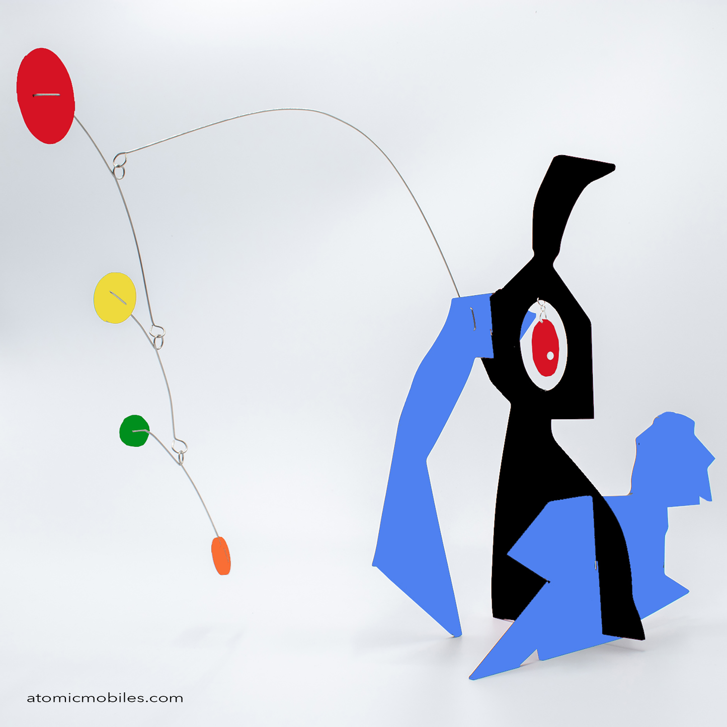KinetiCats Collection Rabbit in Black, Blue, Red, Yellow, Green, Orange - one of 12 Modern Cute Abstract Animal Art Sculpture Kinetic Stabiles inspired by Dada and mid century modern style art by AtomicMobiles.com