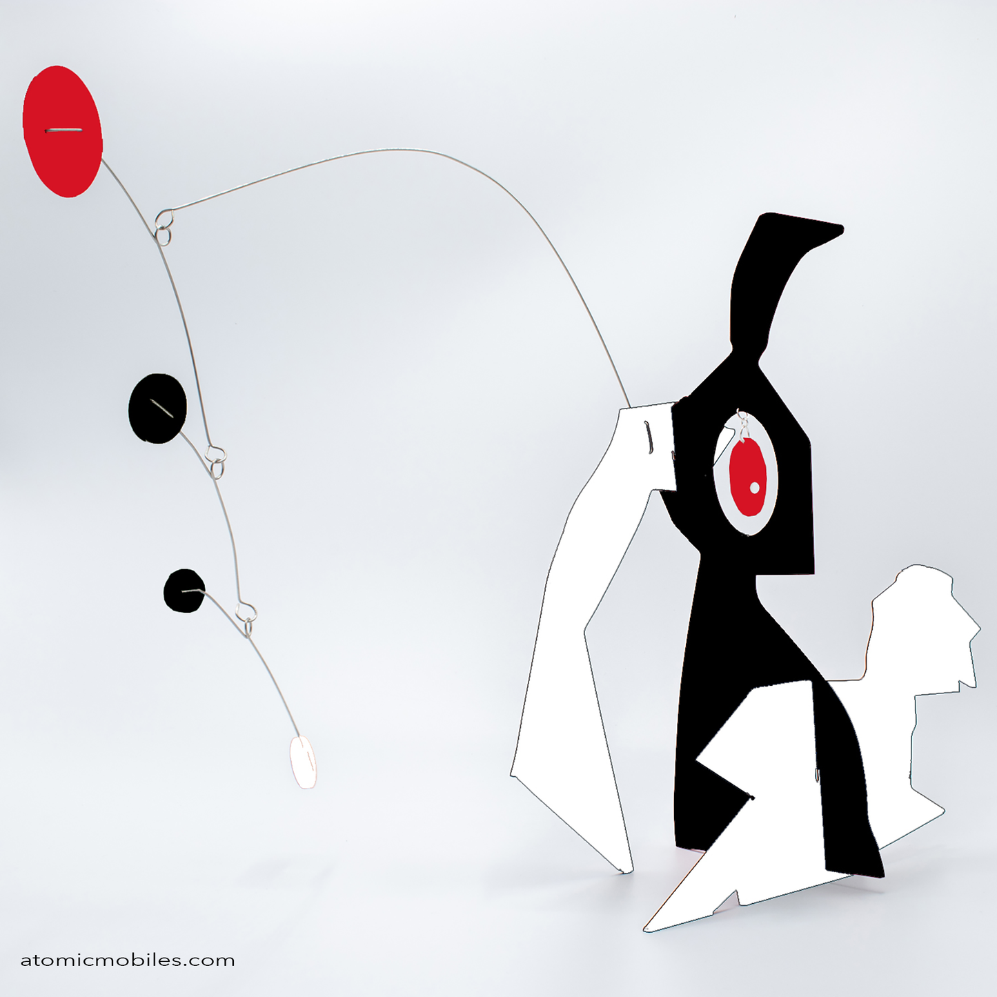 KinetiCats Collection Rabbit in Black, White and Red - one of 12 Modern Cute Abstract Animal Art Sculpture Kinetic Stabiles inspired by Dada and mid century modern style art by AtomicMobiles.com
