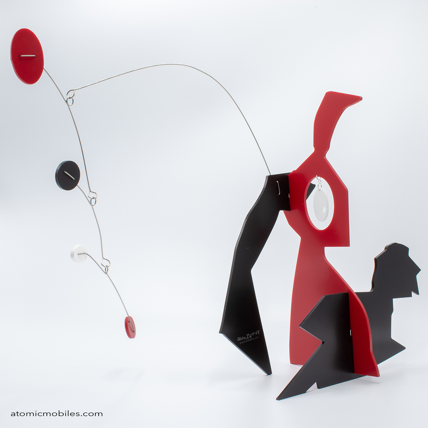 KinetiCats Collection Rabbit in Red, Black, and White - one of 12 Modern Cute Abstract Animal Art Sculpture Kinetic Stabiles inspired by Dada and mid century modern style art by AtomicMobiles.com