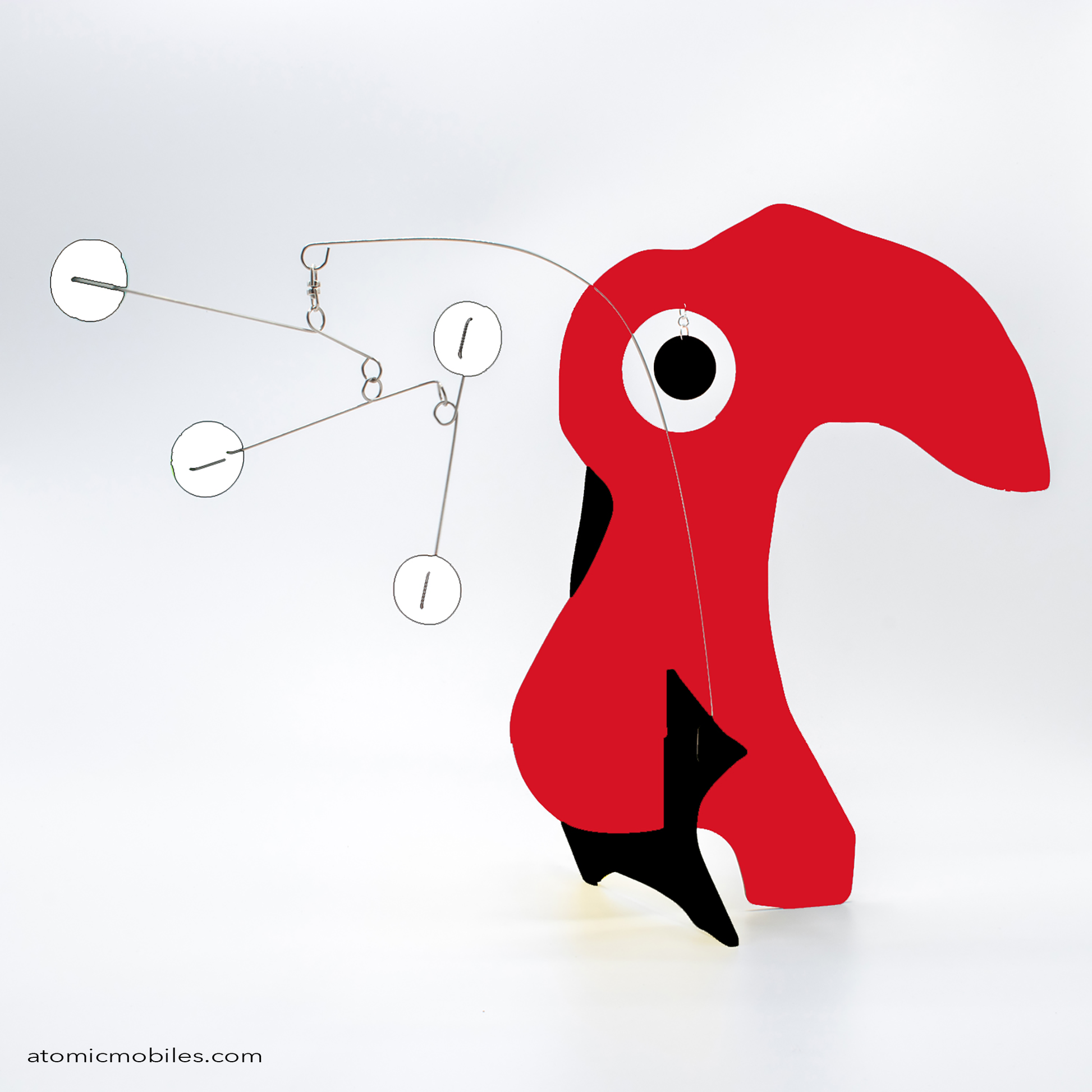 KinetiCats Collection Bird in Red, Black and White - one of 12 Modern Cute Abstract Animal Art Sculpture Kinetic Stabiles inspired by Dada and mid century modern style art by AtomicMobiles.com