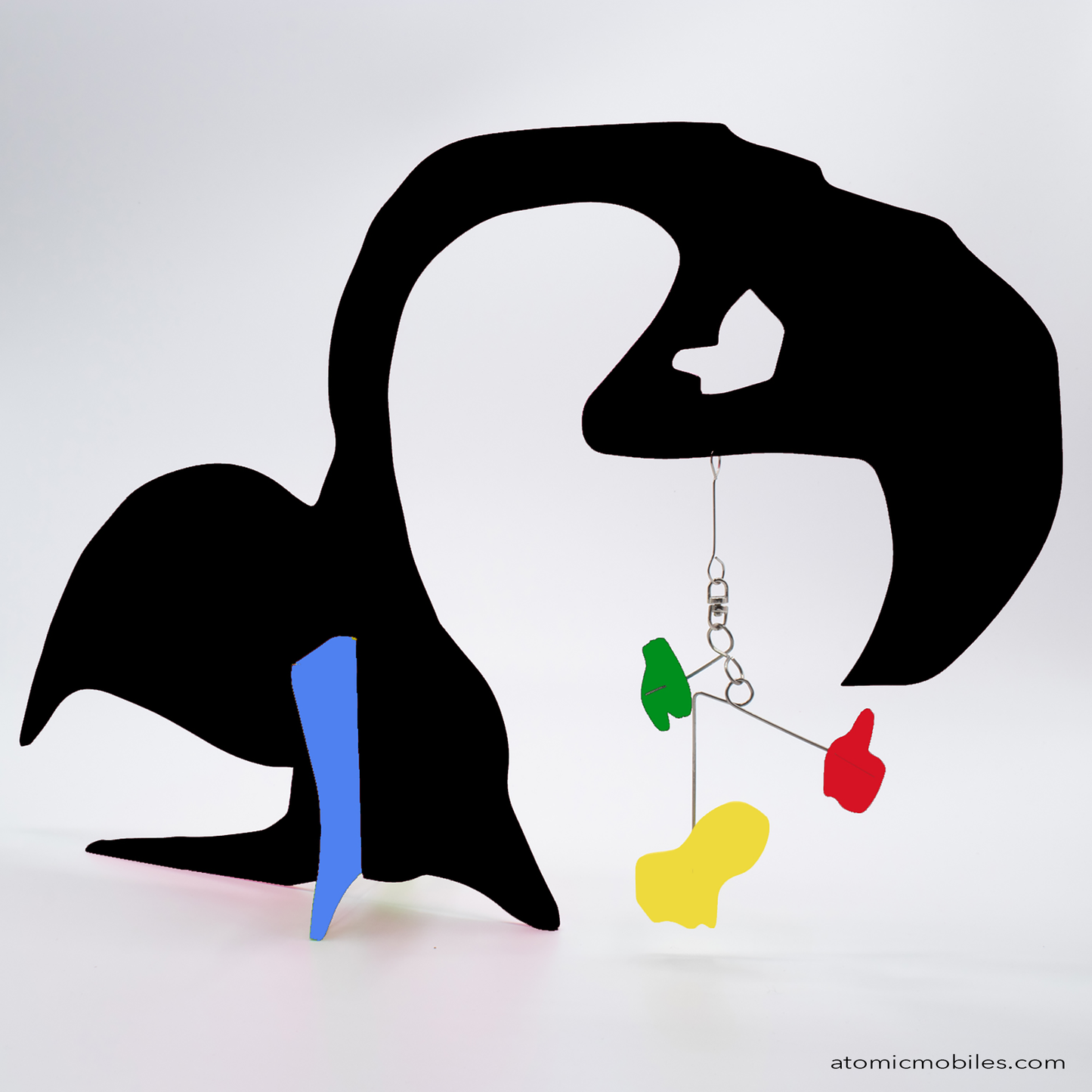 KinetiCats Collection Flamingo in Black, Blue, Green, Red, Yellow - one of 12 Modern Cute Abstract Animal Art Sculpture Kinetic Stabiles inspired by Dada and mid century modern style art by AtomicMobiles.com