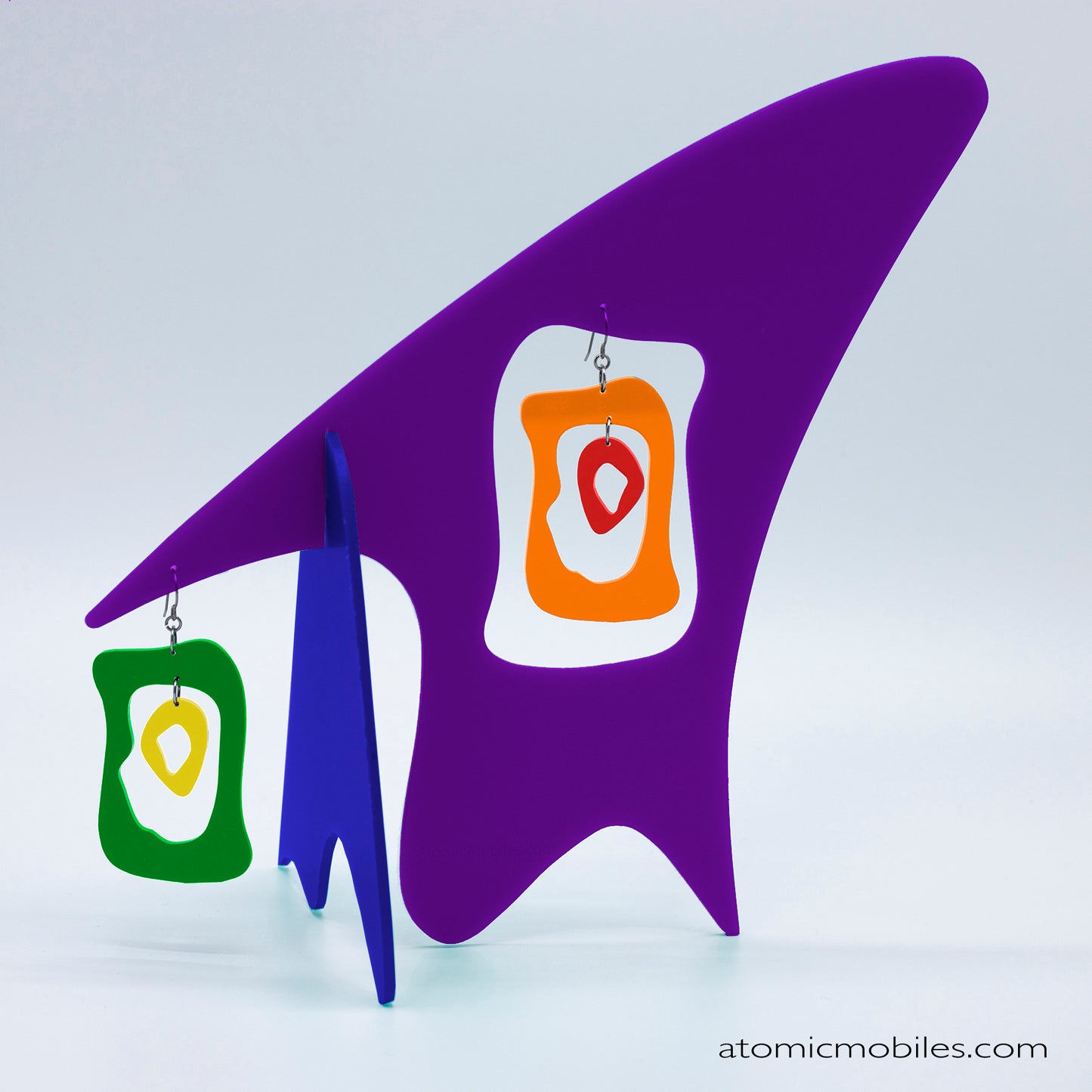 LGBTQ Rainbow Pride Modern Bliss Tabletop Sculpture + Earrings in Purple by AtomicMobiles.com