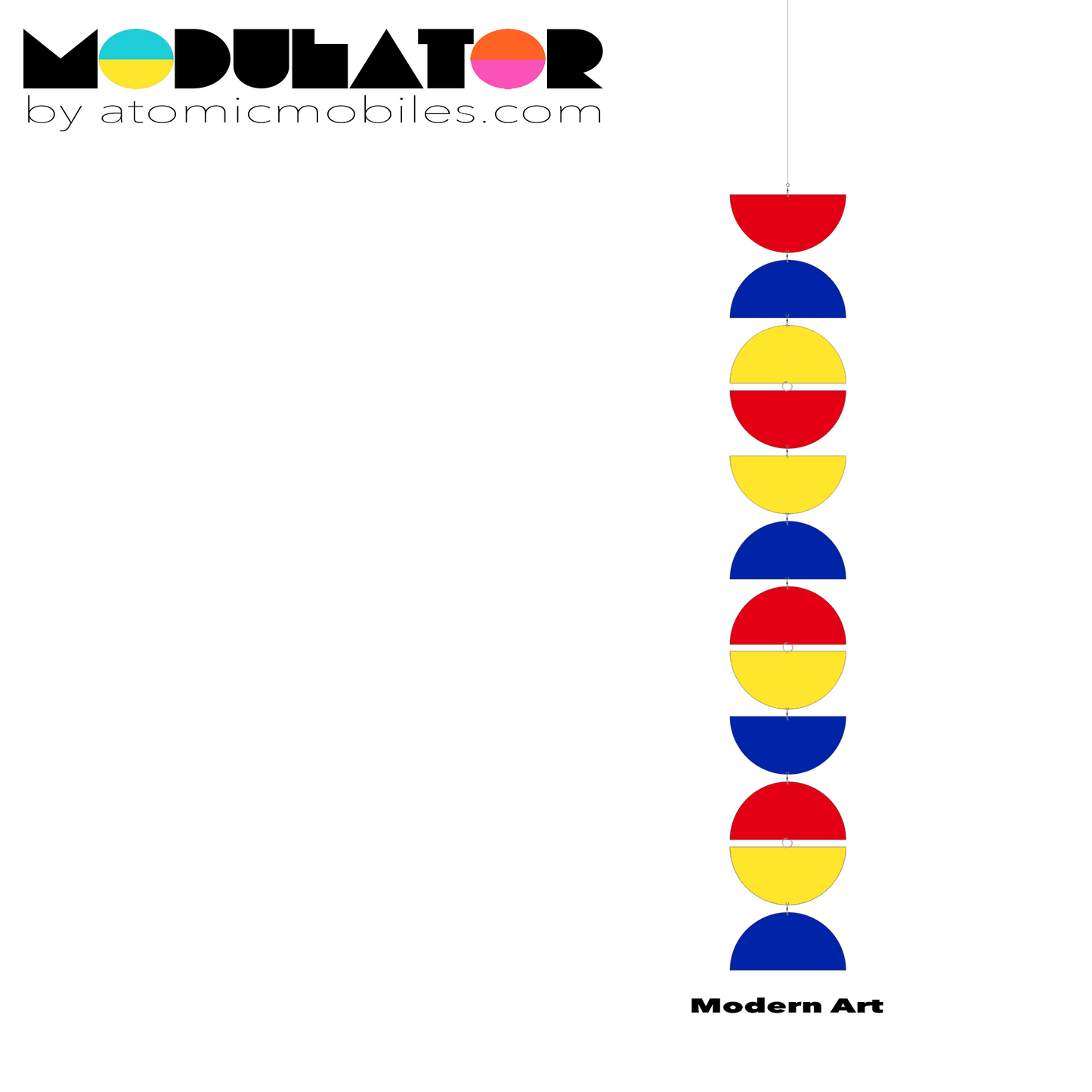 MODulator Vertical Art Mobile - retro mid century modern style hanging art mobile in Modern Art colors of Red, Navy and Yellowby AtomicMobiles.com