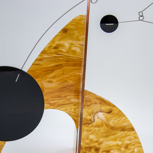 Moderne Exotics Stabile - beautiful marbled gold closeup - table top mobiles by AtomicMobiles.com