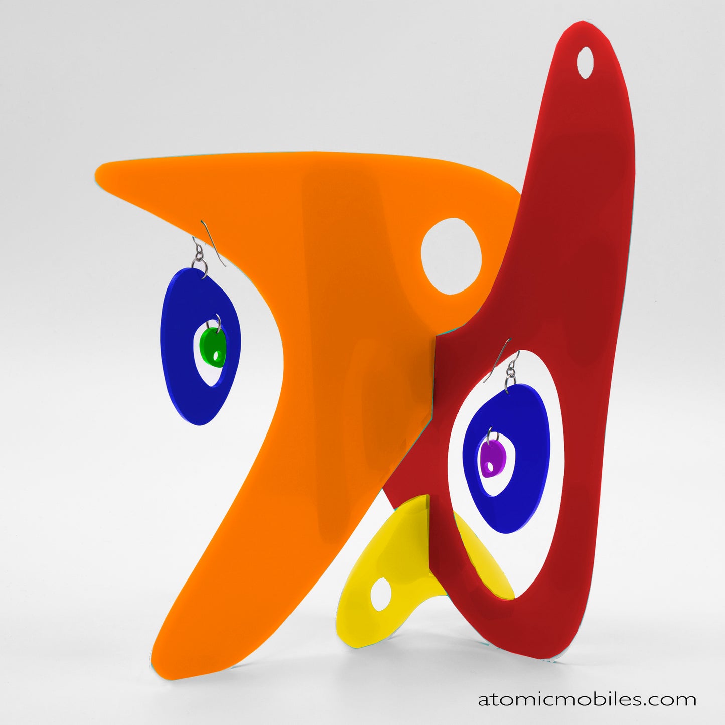 LGBTQ Rainbow Pride Modernist Tabletop Sculpture + Earrings in Orange by AtomicMobiles.com