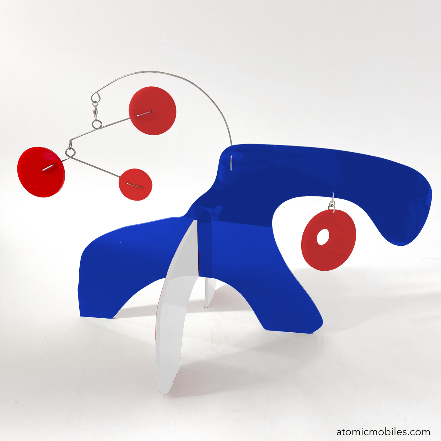 KinetiCats Collection Turtle in Navy Blue, Red, and White - one of 12 Modern Cute Abstract Animal Art Sculpture Kinetic Stabiles inspired by Dada and mid century modern style art by AtomicMobiles.com