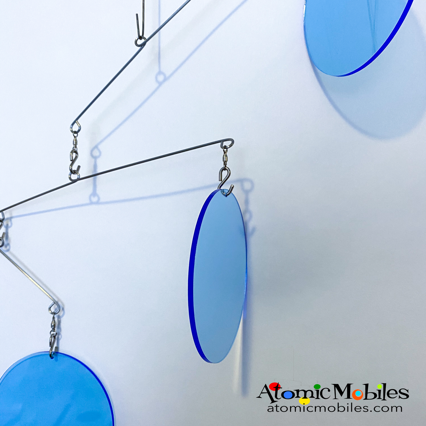 Neon Fluorescent Blue Atomic Mobile - hanging modern kinetic art mobiles by AtomicMobiles.com
