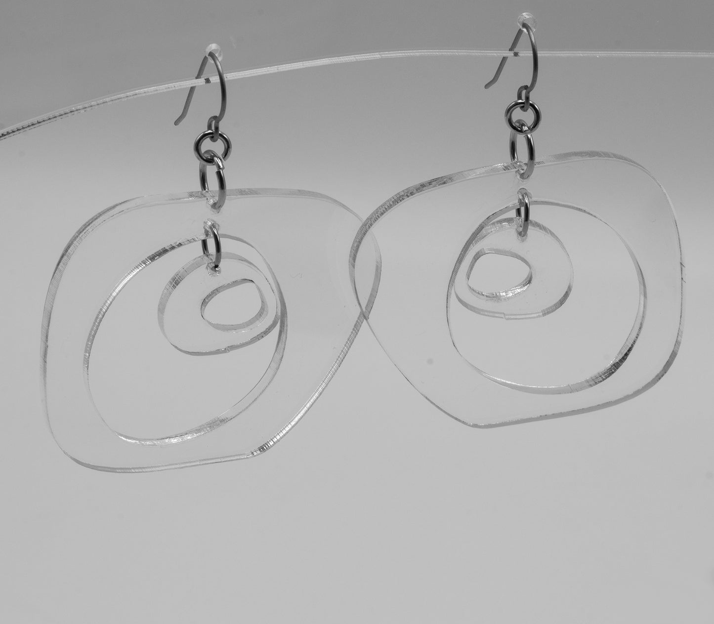 MODular Earrings - Paris Statement Earrings in Clear Acrylic by AtomicMobiles.com - retro era inspired mod handmade jewelry
