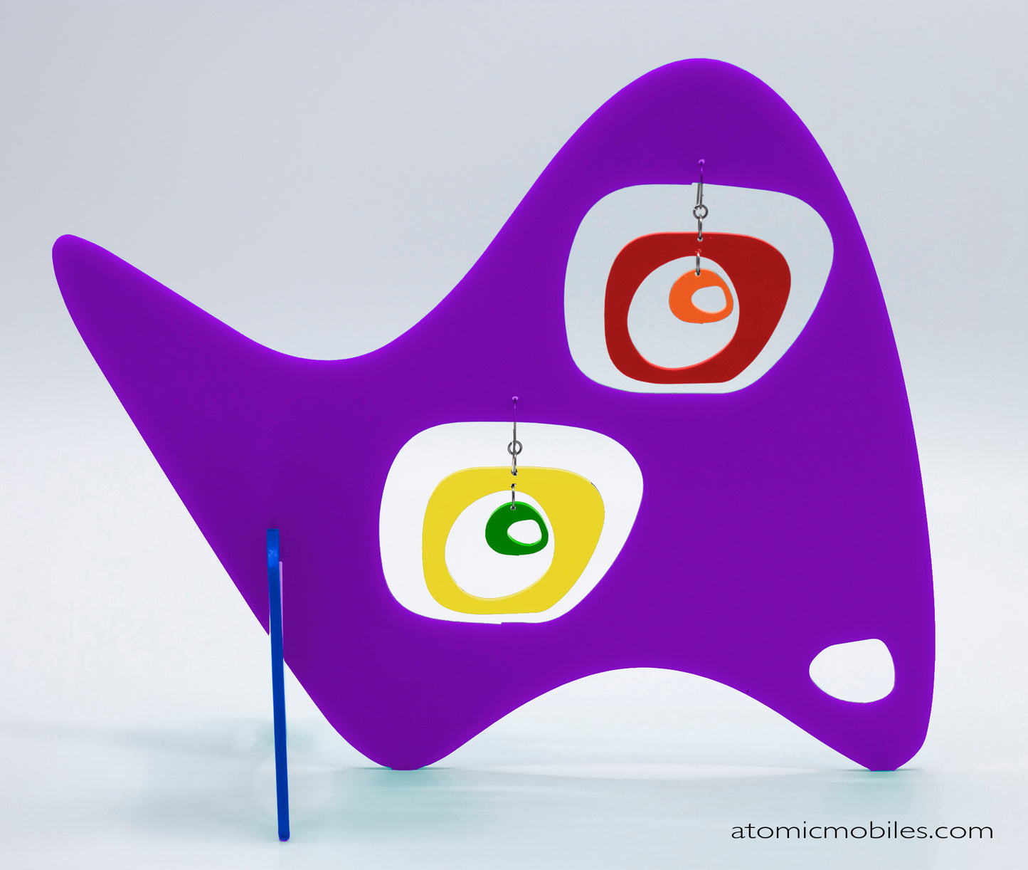 Purple Paris MCM Style Abstract Art - LGBTQ+ Rainbow Pride Modern Art Earrings + Sculptures - kinetic table top stabiles - mobiles by AtomicMobiles.com