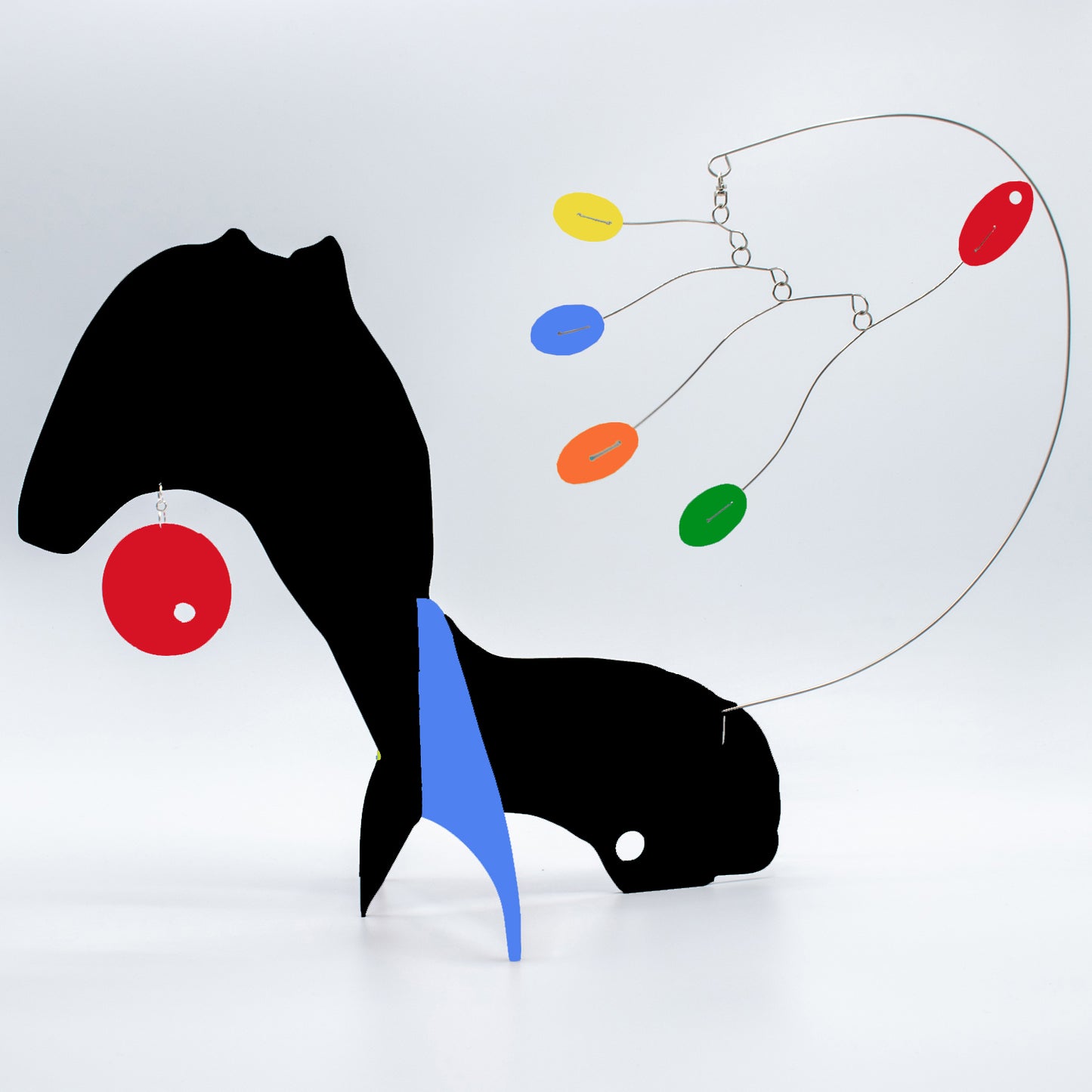 KinetiCats Collection Fox in Black, Red, Blue, Yellow, Orange, and Green - one of 12 Modern Cute Abstract Animal Art Sculpture Kinetic Stabiles inspired by Dada and mid century modern style art by AtomicMobiles.com