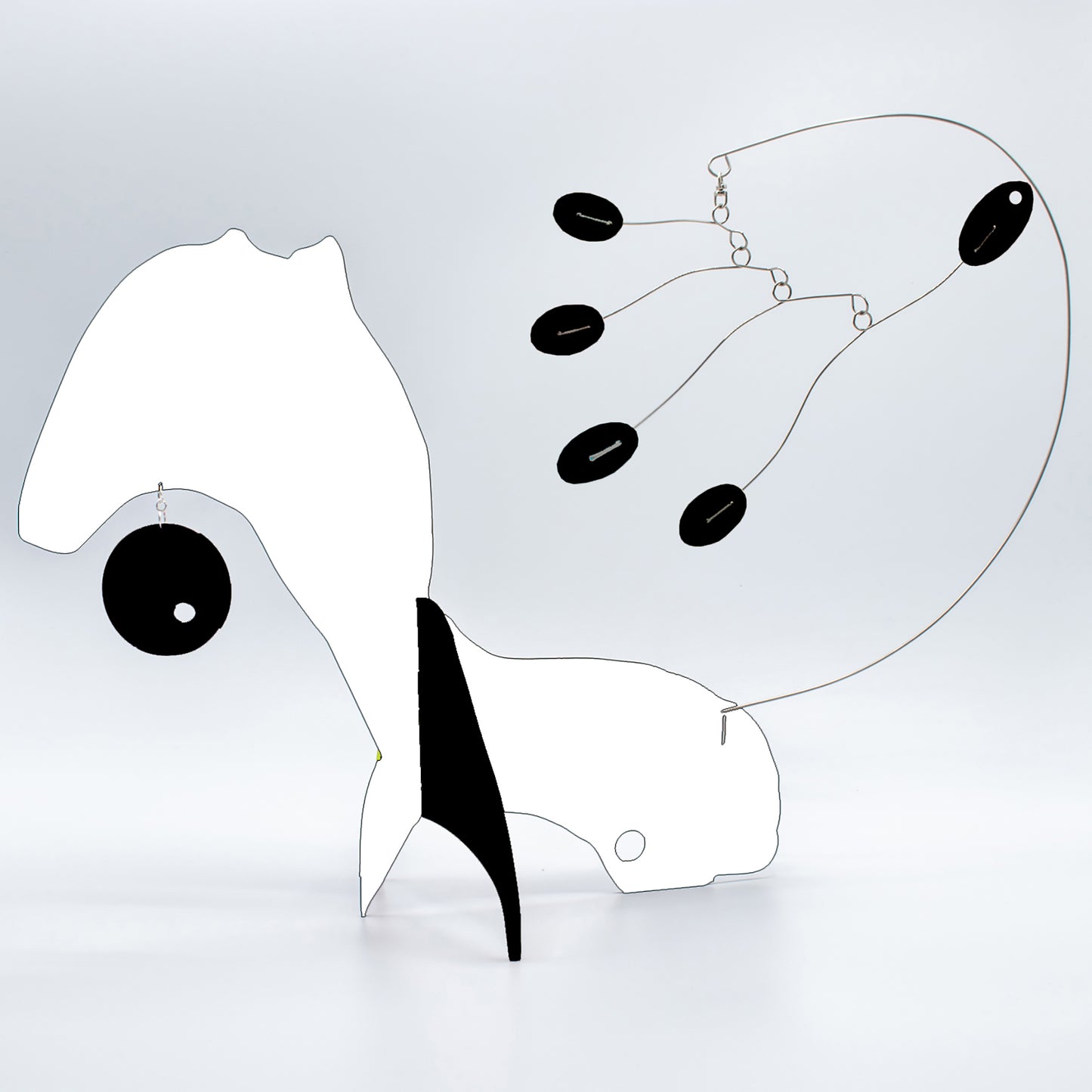 KinetiCats Collection Fox in White and Black - one of 12 Modern Cute Abstract Animal Art Sculpture Kinetic Stabiles inspired by Dada and mid century modern style art by AtomicMobiles.com