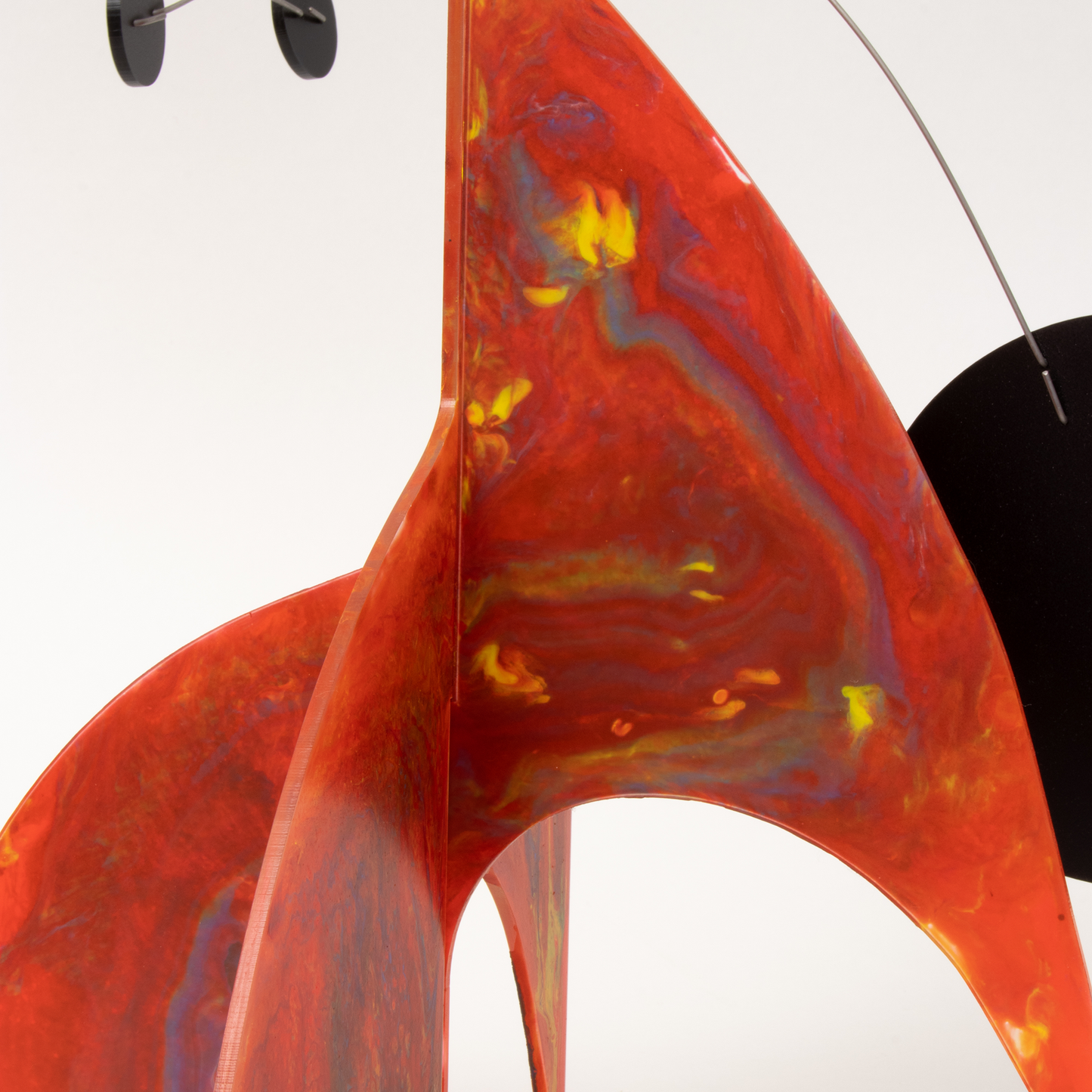 Swirly Red Hand Painted Modern Art Stabile Sculpture by AtomicMobiles.com
