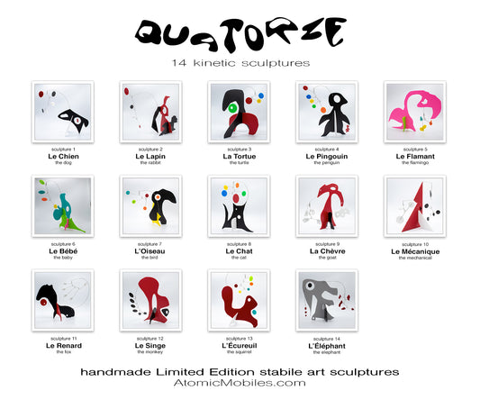 14 NEW Adorable Animal Inspired Art Stabiles - Quatorze - by AtomicMobiles.com